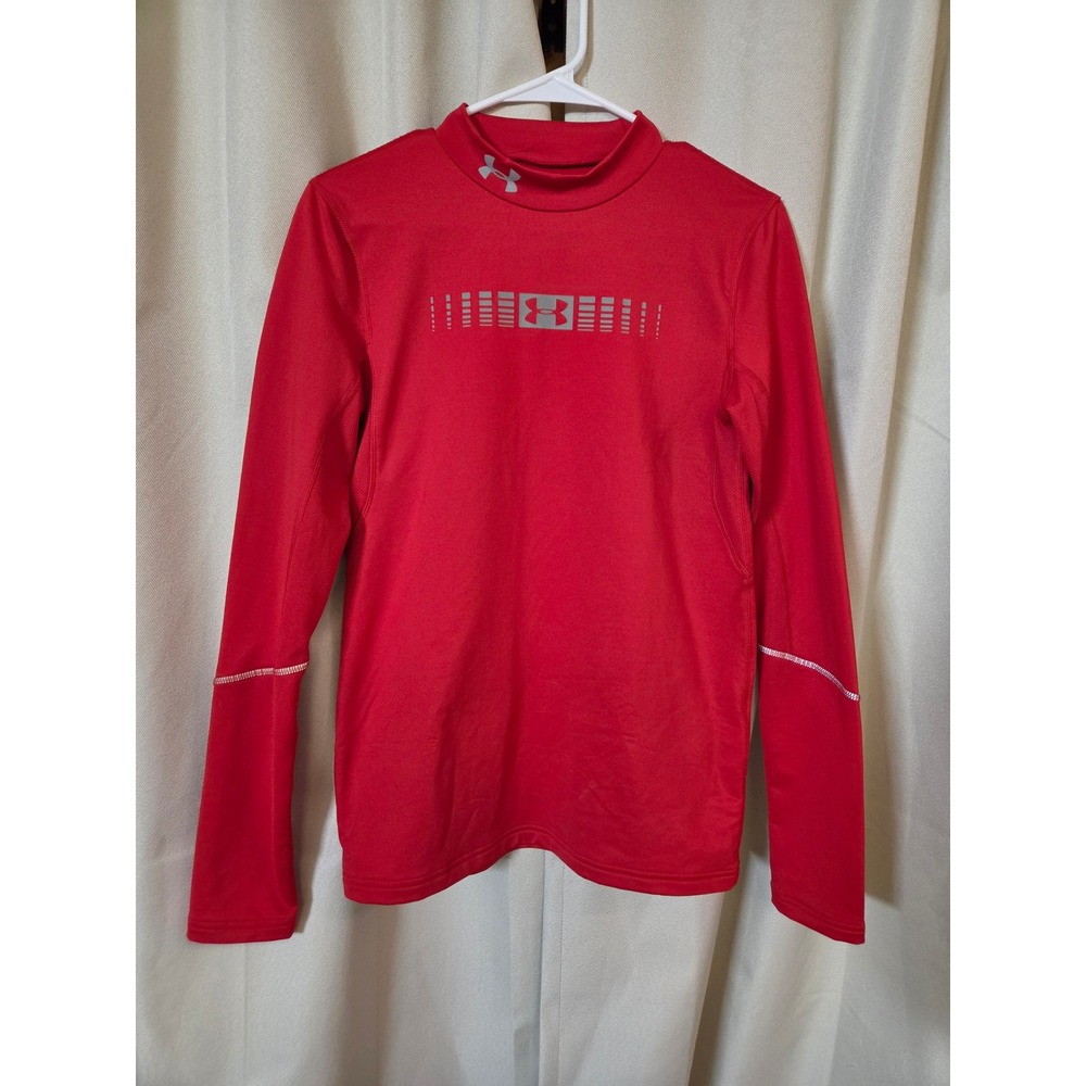 Under Armour Boys Red ColdGear Fitted Layering Mock Neck Shirt YXL